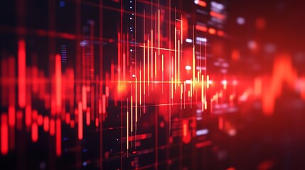 Abstract red data visualizations displaying financial market trends and technological analysis photo