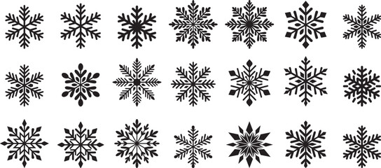 Black snowflakes winter patterns crystal cold