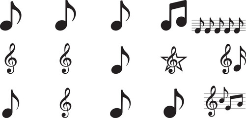 Musical notes clefs and staff treble clef