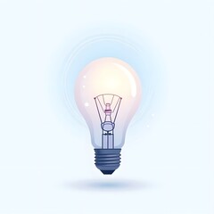 Minimalist Glowing Lightbulb Symbolizing Calm Inspiration in Flat Vector Style

