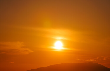 Beautiful sky with sunset in the mountains