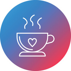 Coffee Cup Line Gradient Circle Background Icon