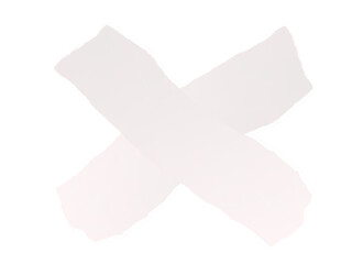 Two strips of white crumpled paper come together in an X shape against a black backdrop for a textural element, transparent background
