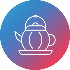 Teapot Line Gradient Circle Background Icon