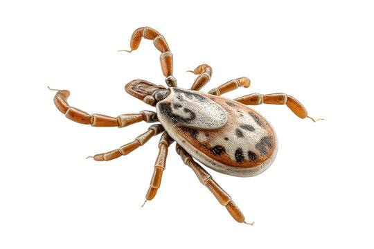 PNG Detailed close-up of a brown and white tick isolated on black background