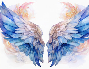 Fototapeta premium Watercolor Angel Wings – Ethereal Illustration in Soft Pastel Tones