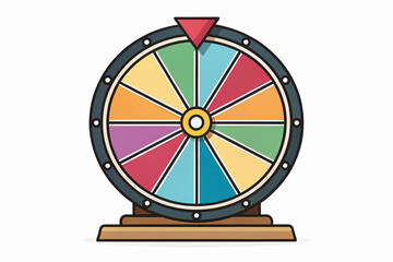 Obraz premium Color wheel of fortune wheel vector illustration. Spin game prize, roulette game spinner. Spin to win wheel. Lucky draw prize wheel logo icon spinner wheel