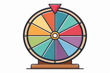 Obraz premium Color wheel of fortune wheel vector illustration. Spin game prize, roulette game spinner. Spin to win wheel. Lucky draw prize wheel logo icon spinner wheel