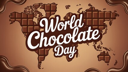 World Chocolate Day, World map creatively made of chocolate bars celebrating Chocolate Day.