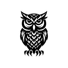 Fototapeta premium Clean minimal illustration of an owl, perfect for branding and logo design, embodying wisdom and mystery