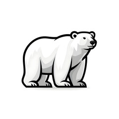 Fototapeta premium Minimalist polar bear walking, symbolizing arctic wildlife conservation, clean graphic design for environmental awareness