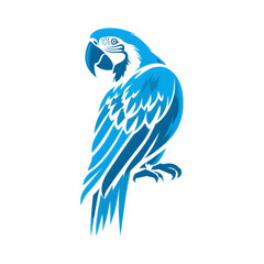 Obraz premium Sleek blue parrot logo, perching with tropical vibrancy, representing wildlife branding and creative design potential