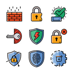 vector icons for robots, artificial intelligence, and the assistance provide in work and security 
