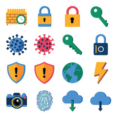 vector icons for robots, artificial intelligence, and the assistance provide in work and security 

