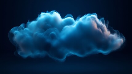 A sleek and modern abstract cloud formation, designed with a futuristic touch to symbolize cloud technology. The cloud has smooth, flowing shapes with subtle blue accents, giving it an innovative and 