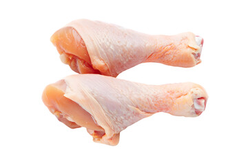 Two Raw Chicken Drumsticks Isolated on meat poultry