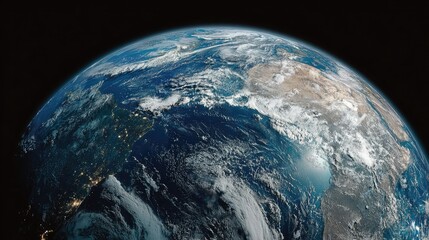 Top down Satellite view Panoramic sweep of Earths entire circumference recorded simultaneously by several strategically placed satellites