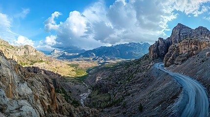 Remote cold mountains captured under fog and light high resolution picture