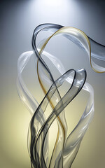 Abstract ribbons intertwine in a graceful dance of light
