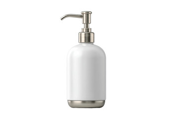 Obraz premium PNG Stainless steel and white liquid soap dispenser with pump