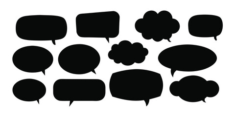 Collection of black speech bubbles silhouettes for design