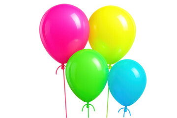 Colorful party balloons floating high, filling atmosphere with bright pink, yellow, green, blue hues, celebrating happiness