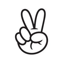 Fototapeta premium Cartoon hand showing peace sign, isolated on white background