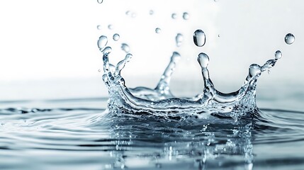 Close up photo showcasing a detailed and dynamic water crown splash with delicate ripples and droplets.