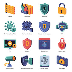 vector icons for robots, artificial intelligence, and the assistance provide in work and security 
