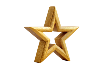 PNG Golden 3d geometric star on black background