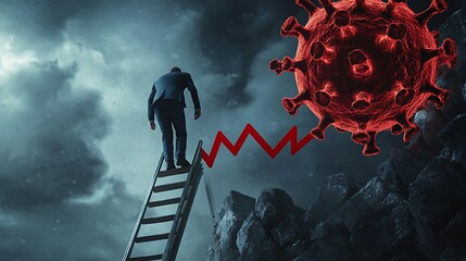 Conceptual photo illustrating business facing challenges of the covid-19 pandemic and economic downturn
