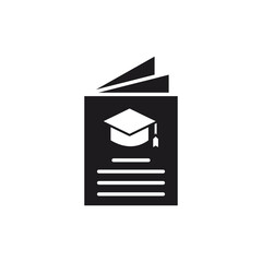 A simple vector illustration of a book with a graduation cap, symbolizing education and learning. The clean, modern design is suitable for use in educational materials, websites, or infographics.