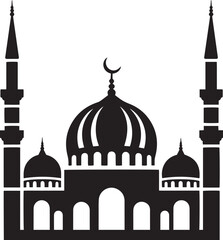 Islamic architecture illustration showing Mosque, Crescent, and Minarets