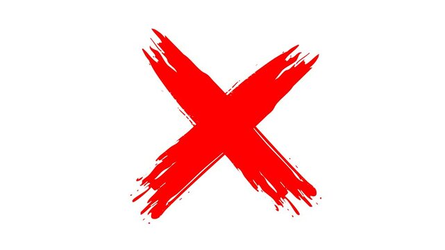 painted red cross brush,  X cross Mark, cancelled sign, wrong Grung check mark animation video with alpha channel.