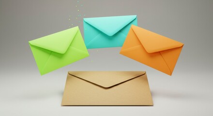 Colorful envelopes floating