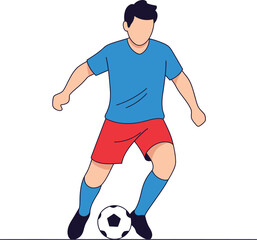 Vector illustration of a soccer player dribbling the ball on a white background ready for sports projects