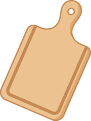 A flat vector illustration of a simple wooden cutting board with handle and hole for hanging