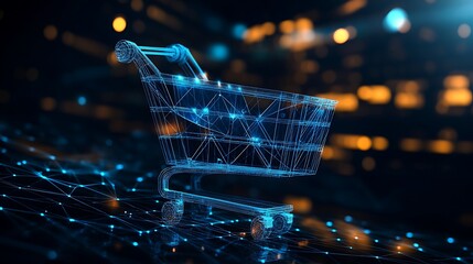 Digital shopping cart design representing online commerce and the future of global electronic purchases photo