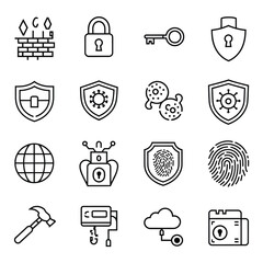 vector icons for robots, artificial intelligence, and the assistance provide in work and security 
