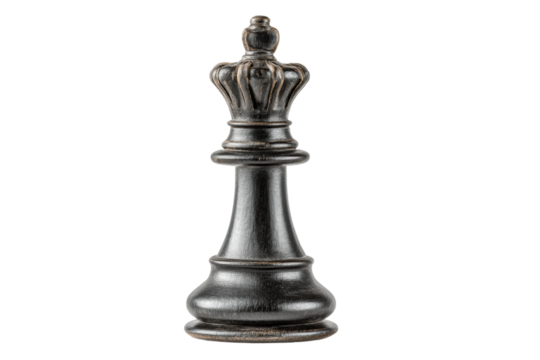 PNG Elegant black chess queen piece on black background