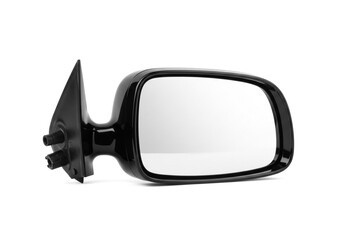 Rectangular Black Car Side Mirror with Mounting Bracket – Isolated Automotive Exterior Part