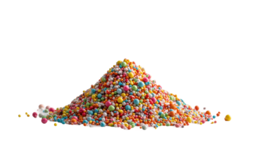 PNG Vibrant pile of colorful candy balls on black background