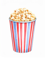 Watercolor Popcorn &ndash; Hand-Painted Illustration of Movie Snack