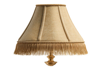 PNG Elegant vintage lampshade with gold fringe and textured fabric details