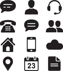 Social media icon set: vector communication symbols for internet business