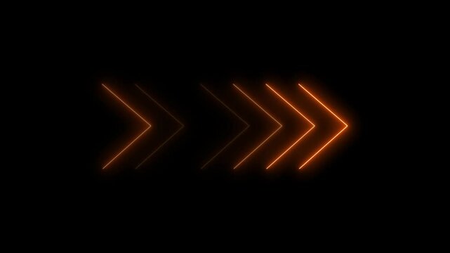 glowing colorful neon arrows isolated on a black background. arrows neon night arrow neon caf&eacute; Glowing neon right arrow.