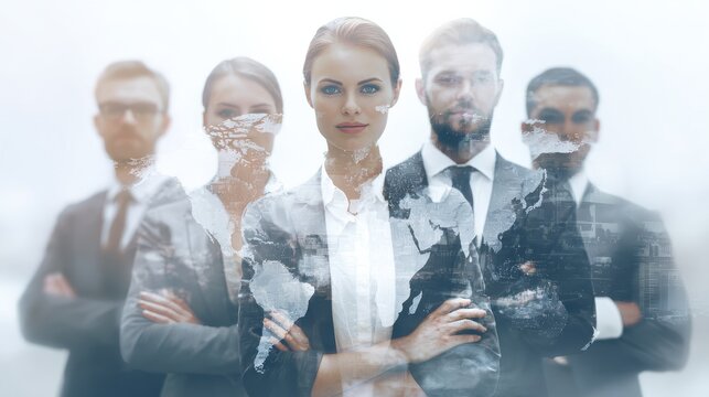 Group of successful confident businesspeople. Globalization concept, no logos, no brands