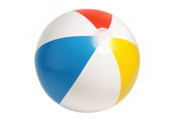 Classic inflatable beach ball with transparent background, perfect for summer and vacation projects