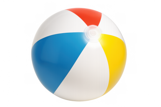 Classic inflatable beach ball with transparent background, perfect for summer and vacation projects