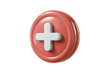 Obraz premium PNG Red round icon with white plus sign symbolizing health and medical assistance